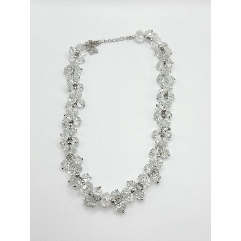 Sparkling Nolan Miller Faceted‎ Glass Crystal Necklace Beaded 16 To 19”